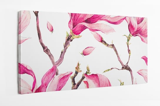 Obraz na płótnie HOMEPRINT, magnolia, różowe liście magnolii, kwitnące gałązki, wiosna 100x50 cm HOMEPRINT