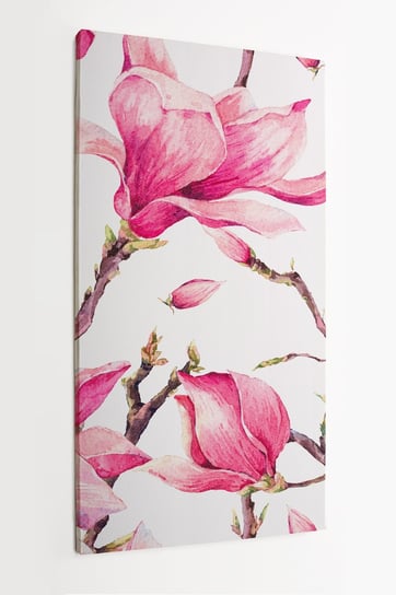 Obraz na płótnie HOMEPRINT, magnolia, różowe liście magnolii, kwitnące gałązki, wiosna 50x100 cm HOMEPRINT