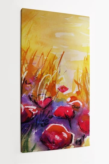 Obraz na płótnie HOMEPRINT, maki na łące, abstrakcja, czerwone maki, promienie słońca, łąka, pole, stokrotki, kwiaty 50x100 cm HOMEPRINT