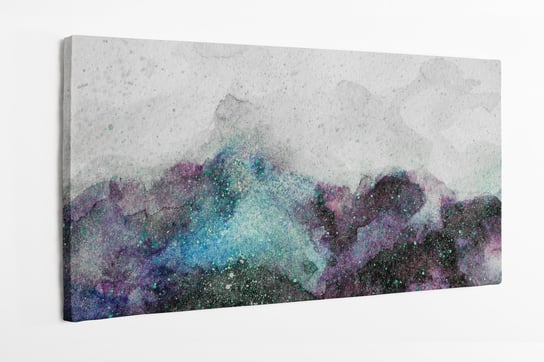 Obraz na płótnie HOMEPRINT, malarstwo wszechświata fioletowymi i zielonymi farbami akwarelowymi na jasnym tle 100x50 cm HOMEPRINT