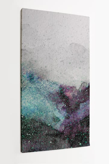 Obraz na płótnie HOMEPRINT, malarstwo wszechświata fioletowymi i zielonymi farbami akwarelowymi na jasnym tle 50x100 cm HOMEPRINT