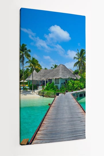 Obraz na płótnie HOMEPRINT, Malediwy, wyspa, tropiki, morze, palmy, lato, wakacje, domek na wodzie 60x120 cm HOMEPRINT