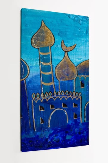 Obraz na płótnie HOMEPRINT, malowane orientalne miasto, ilustracja, niebieskie 50x100 cm HOMEPRINT