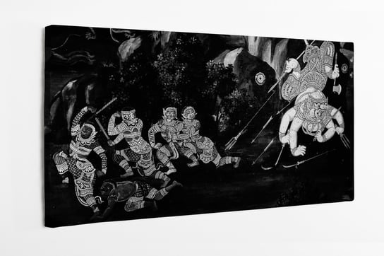 Obraz na płótnie HOMEPRINT, malowidła ścienne Ramayana, tajlandzka sztuka malarska 140x70 cm HOMEPRINT