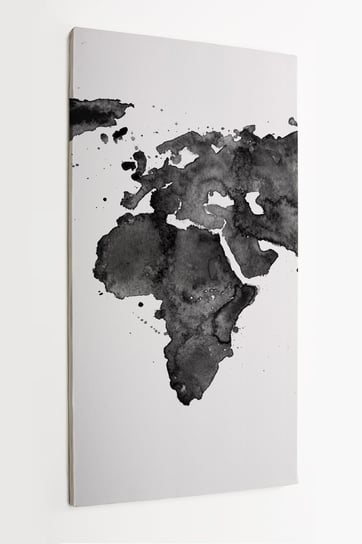 Obraz na płótnie HOMEPRINT, mapa świata, czarna akwarela, plama farbą 50x100 cm HOMEPRINT