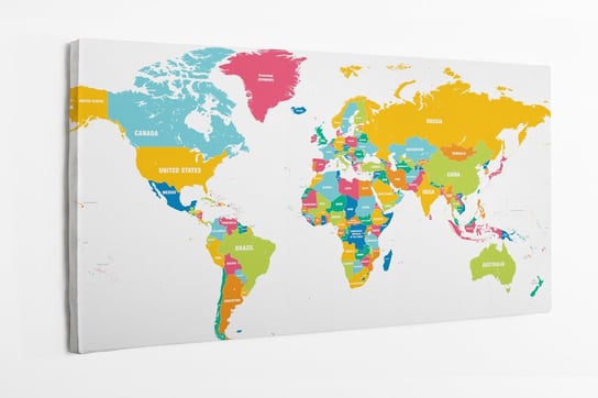 Obraz na płótnie HOMEPRINT, mapa świata, kolorowa mapa, kraje 100x50 cm HOMEPRINT