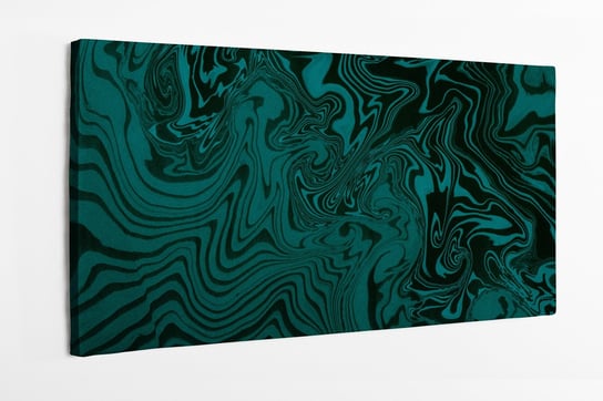 Obraz na płótnie HOMEPRINT, marmuru suminagashi, czarny, turkusowy, rozlana farba, abstrakcja, cień 100x50 cm HOMEPRINT