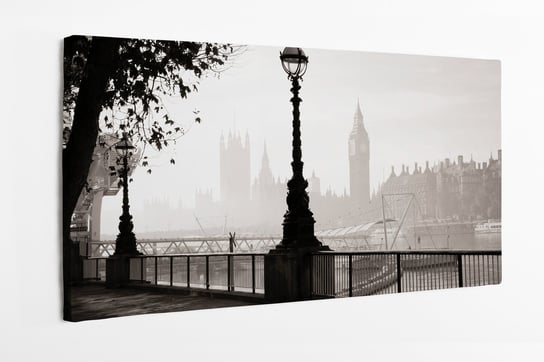 Obraz na płótnie HOMEPRINT, mglisty poranek, latarnia, Londyn, Anglia, Wielka Brytania 120x50 cm HOMEPRINT