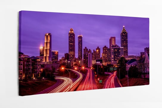 Obraz na płótnie HOMEPRINT, miasto nocą, panorama, fioletowe niebo,  Atlanta 120x50 cm HOMEPRINT