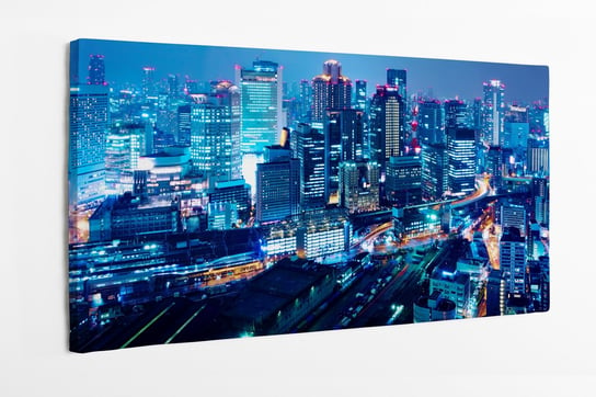 Obraz na płótnie HOMEPRINT, miasto, Osaka nocą, Japonia, widok, panorama 100x50 cm HOMEPRINT