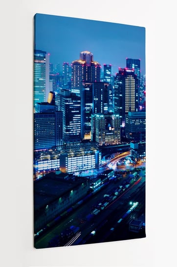 Obraz na płótnie HOMEPRINT, miasto, Osaka nocą, Japonia, widok, panorama 60x120 cm HOMEPRINT