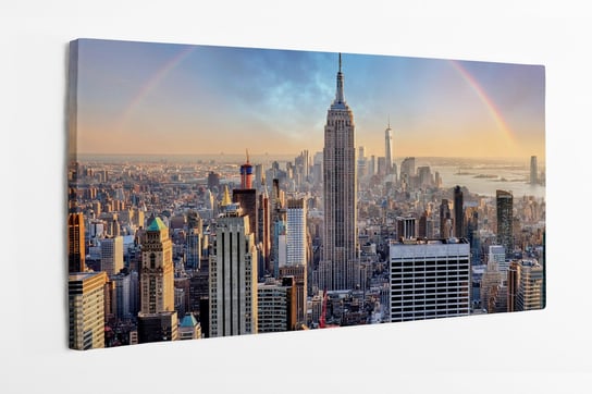 Obraz na płótnie HOMEPRINT, miasto, tęcza, panorama, wieżowiec, New York, USA 100x50 cm HOMEPRINT