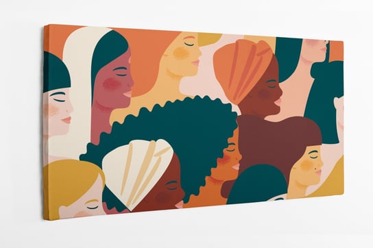 Obraz na płótnie HOMEPRINT, międzynarodowy Dzień Kobiet, wzór z kobietami różnych narodowości 120x60 cm HOMEPRINT