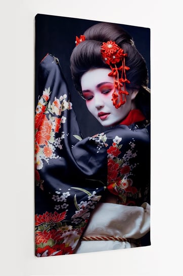 Obraz na płótnie HOMEPRINT, młoda, ładna gejsza w kimonie czerwony, Japonia 60x120 cm HOMEPRINT