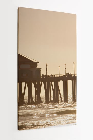 Obraz na płótnie HOMEPRINT, molo, plaża, zachód słońca, Manhattan 60x120 cm HOMEPRINT