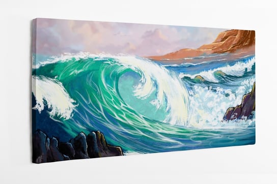 Obraz na płótnie HOMEPRINT, morze, fale, ocean, krajobraz, farby olejne 100x50 cm HOMEPRINT