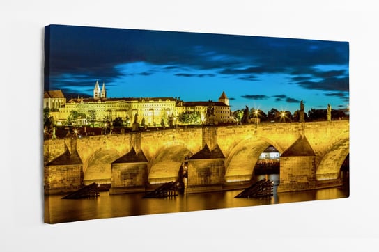 Obraz na płótnie HOMEPRINT, most Karola, Praga, Czechy, Republika Czeska, noc, światła nocą, oświetlone miasto 100x50 cm HOMEPRINT