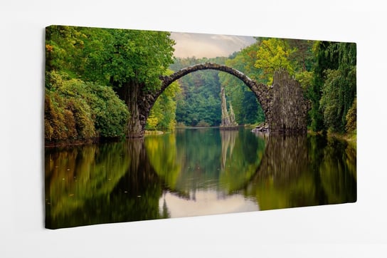 Obraz na płótnie HOMEPRINT, most, koło, ogród rododendronów i azalii, park Kromlau, Niemcy 100x50 cm HOMEPRINT