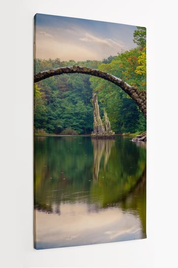 Obraz na płótnie HOMEPRINT, most, koło, ogród rododendronów i azalii, park Kromlau, Niemcy 50x100 cm HOMEPRINT