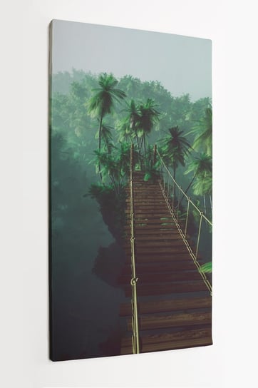 Obraz na płótnie HOMEPRINT, most linowy w mglistej dżungli, tropikalne, dzika przygoda 50x100 cm HOMEPRINT