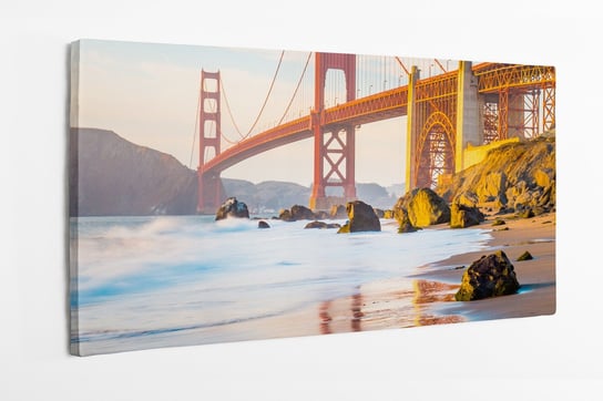 Obraz na płótnie HOMEPRINT, most wiszący Golden Gate Bridge o zachodzie słońca, San Francisco, Kalifornia, USA 100x50 cm HOMEPRINT