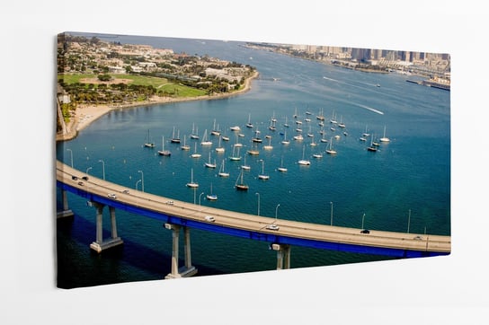 Obraz na płótnie HOMEPRINT, most, zatoka San Diego, żaglówki 140x70 cm HOMEPRINT