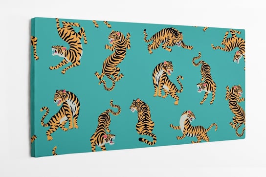 Obraz na płótnie HOMEPRINT, motyw tygrysów na turkusowym tle 100x50 cm HOMEPRINT