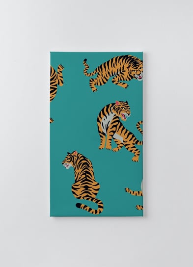 Obraz na płótnie HOMEPRINT, motyw tygrysów na turkusowym tle 50x100 cm HOMEPRINT