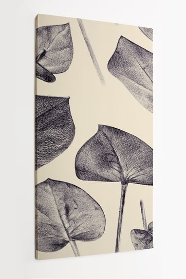 Obraz na płótnie HOMEPRINT, narysowane liście, beżowo-szare kolory 60x120 cm HOMEPRINT