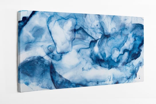 Obraz na płótnie HOMEPRINT, niebieski, białe, akwarele, abstrakcja, rozlane, plamy, pociągnięcia 140x70 cm HOMEPRINT
