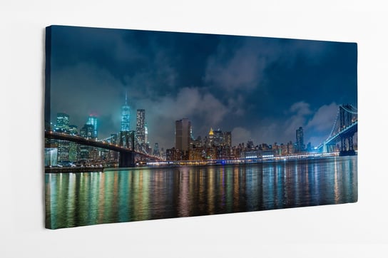 Obraz na płótnie HOMEPRINT, noc, most Brookliński, miasto nocą, architektura, Manhattan 120x50 cm HOMEPRINT