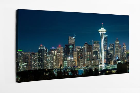 Obraz na płótnie HOMEPRINT, Nocna panorama Seattle, Space Needle 120x50 cm HOMEPRINT