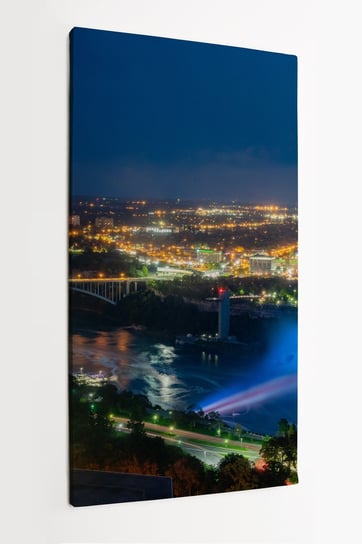 Obraz na płótnie HOMEPRINT, Nocna panorama Skylon Tower i pięknego wodospadu Niagara 50x100 cm HOMEPRINT