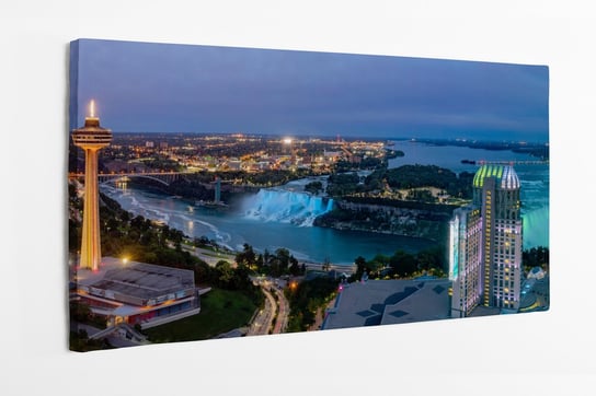 Obraz na płótnie HOMEPRINT, Nocna panorama Skylon Tower oraz pięknego wodospadu Niagara 100x50 cm HOMEPRINT
