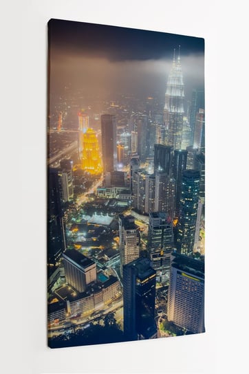 Obraz na płótnie HOMEPRINT, nocne centrum miasta, widok z góry, Kuala Lumpur, Malezja 50x100 cm HOMEPRINT