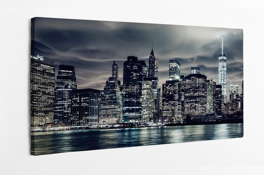 Obraz na płótnie HOMEPRINT, nocne światła miasta, panorama, Manhattan, noc 100x50 cm HOMEPRINT