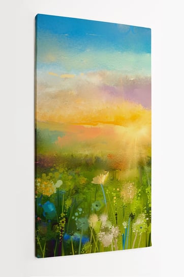 Obraz na płótnie HOMEPRINT, Obraz olejny, kwiaty, mniszek lekarski, kwiaty polne,  pole słońce 50x100 cm HOMEPRINT