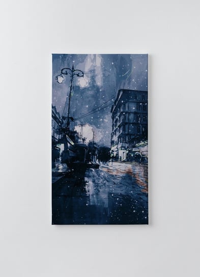 Obraz na płótnie HOMEPRINT, obraz przedstawia ciemną stronę miasta, deszcz, mrok 60x120 cm HOMEPRINT