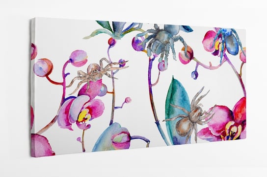 Obraz na płótnie HOMEPRINT, orchidea, storczyk, różowe pająki, tarantule, skakun 120x60 cm HOMEPRINT