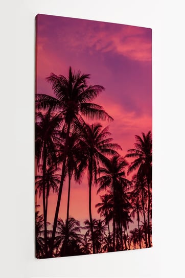 Obraz na płótnie HOMEPRINT, palma, zachód słońca, palmy, różowe niebo, tropiki 60x120 cm HOMEPRINT