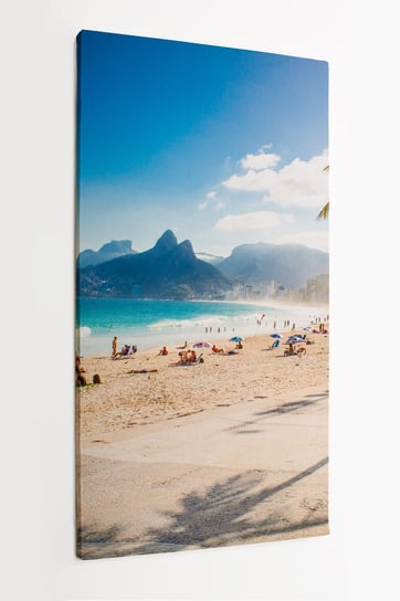Obraz na płótnie HOMEPRINT, palmy, góra dwóch braci, plaża Ipanema, Rio de Janeiro, Brazylia 50x100 cm HOMEPRINT