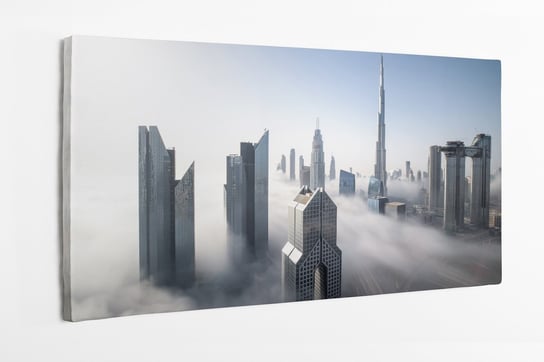 Obraz na płótnie HOMEPRINT, panorama centrum Dubaju w mglisty zimowy dzień, Zjednoczone Emiraty Arabskie, Dubaj 120x50 cm HOMEPRINT