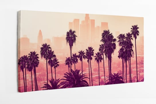 Obraz na płótnie HOMEPRINT, panorama, Los Angeles z palmami na pierwszym planie 140x70 cm HOMEPRINT