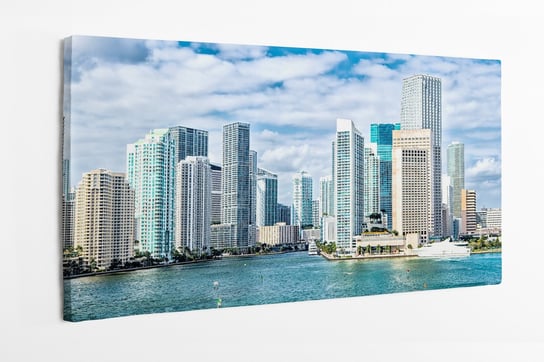 Obraz na płótnie HOMEPRINT, panorama, Miami, jachty płyną po wodzie morskiej do miasta 140x70 cm HOMEPRINT