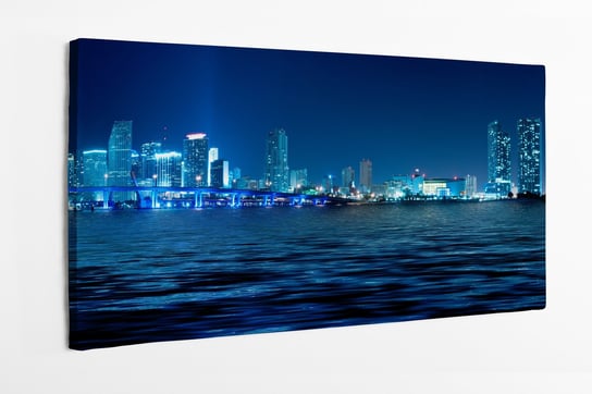 Obraz na płótnie HOMEPRINT, panorama Miami nocą, światła, architektura, horyzont, miasto nocą 125x50 cm HOMEPRINT