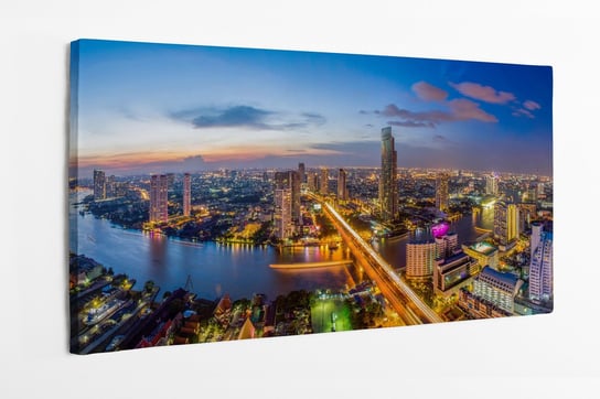 Obraz na płótnie HOMEPRINT,  Panorama miasta Bangkok, rzeka Chao Phraya 120x50 cm HOMEPRINT