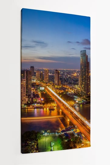 Obraz na płótnie HOMEPRINT,  Panorama miasta Bangkok, rzeka Chao Phraya 60x120 cm HOMEPRINT