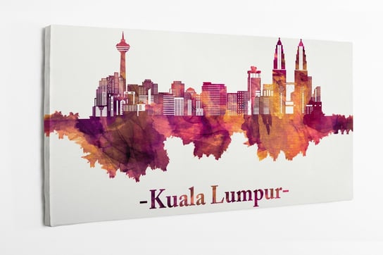 Obraz na płótnie HOMEPRINT, panorama miasta Kuala Lumpur Malezja na czerwono 100x50 cm HOMEPRINT