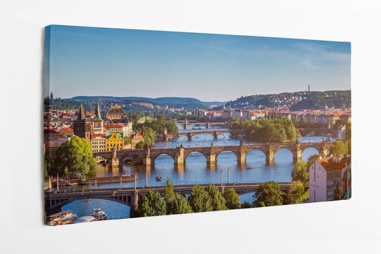 Obraz na płótnie HOMEPRINT, panorama miasta Praga, most Karla, Czechy, Republika Czeska 120x50 cm HOMEPRINT