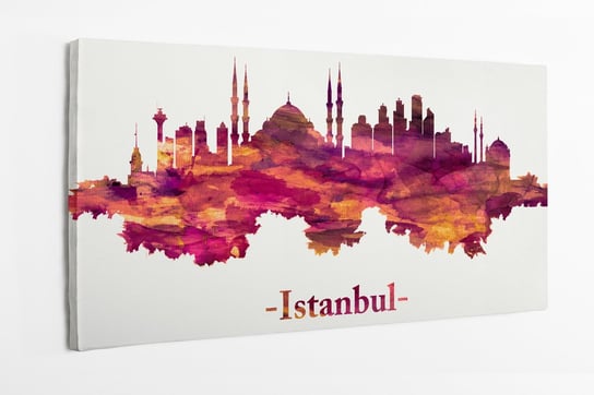 Obraz na płótnie HOMEPRINT,  panorama miasta Stambułu w Turcji na czerwono 140x70 cm HOMEPRINT